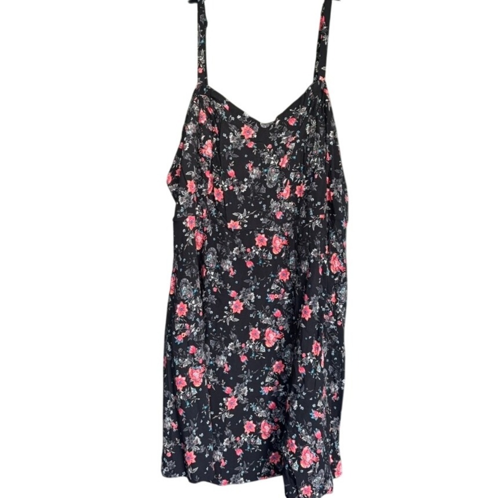Torrid Black Floral Challis Midi Dress Sz 4 / 4X Feminine Fairy Grunge Summer